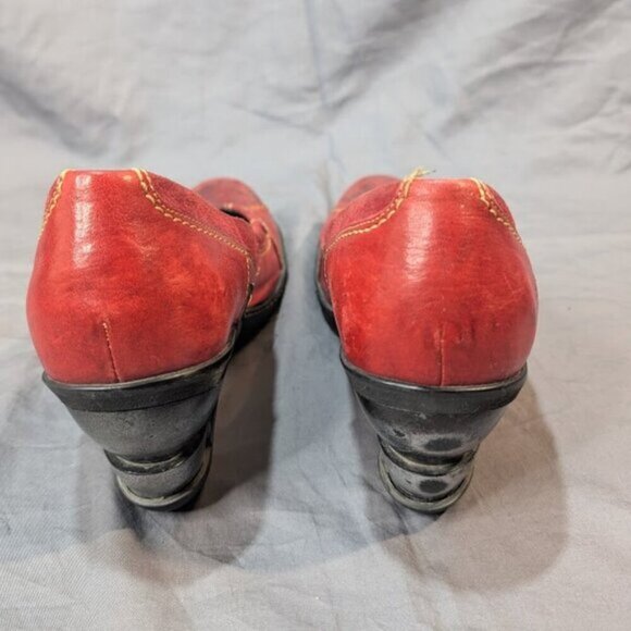 Eject Red Leather Block Heel Pumps Size 41 - Picture 5 of 11